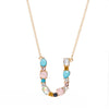 Multi-Rainbow Crystal Initial Gold Plating Necklace