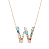 Multi-Rainbow Crystal Initial Gold Plating Necklace