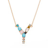 Multi-Rainbow Crystal Initial Gold Plating Necklace