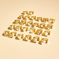 Sleek Initial Gold Plating Adjustable Ring - All Letters Available