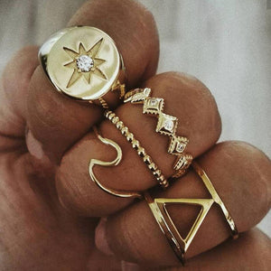 Celestial Pave Gold Plating Ring Set