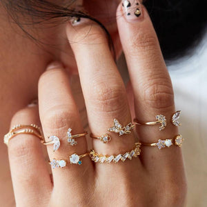 7- Pack Mini Chic Crystal Pave Ring Set