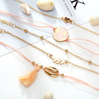 5-Piece Pink Enamel Abstract Bracelet Set