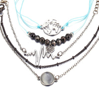 5-Piece Heart & Pendant Bracelet Set