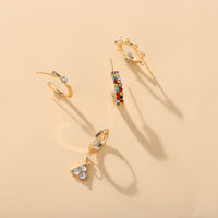 4-Pack Rainbow Crystal Pave Hoop Earrings in Gold Plating