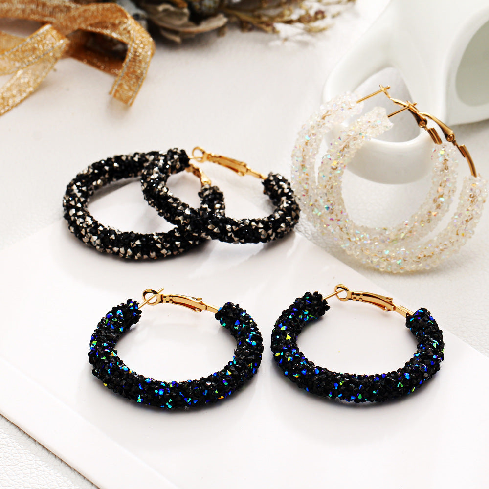 Blue Crystal Stardust Pave Hoop Earrings
