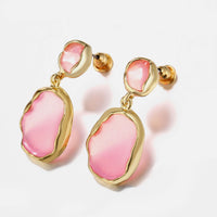 Duo-Abstract Curved Drop Earrings in Gold Plating - Two Options Available