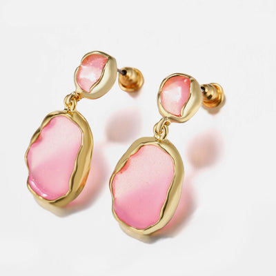 Duo-Abstract Curved Drop Earrings in Gold Plating - Two Options Available