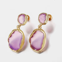 Duo-Abstract Curved Drop Earrings in Gold Plating - Two Options Available