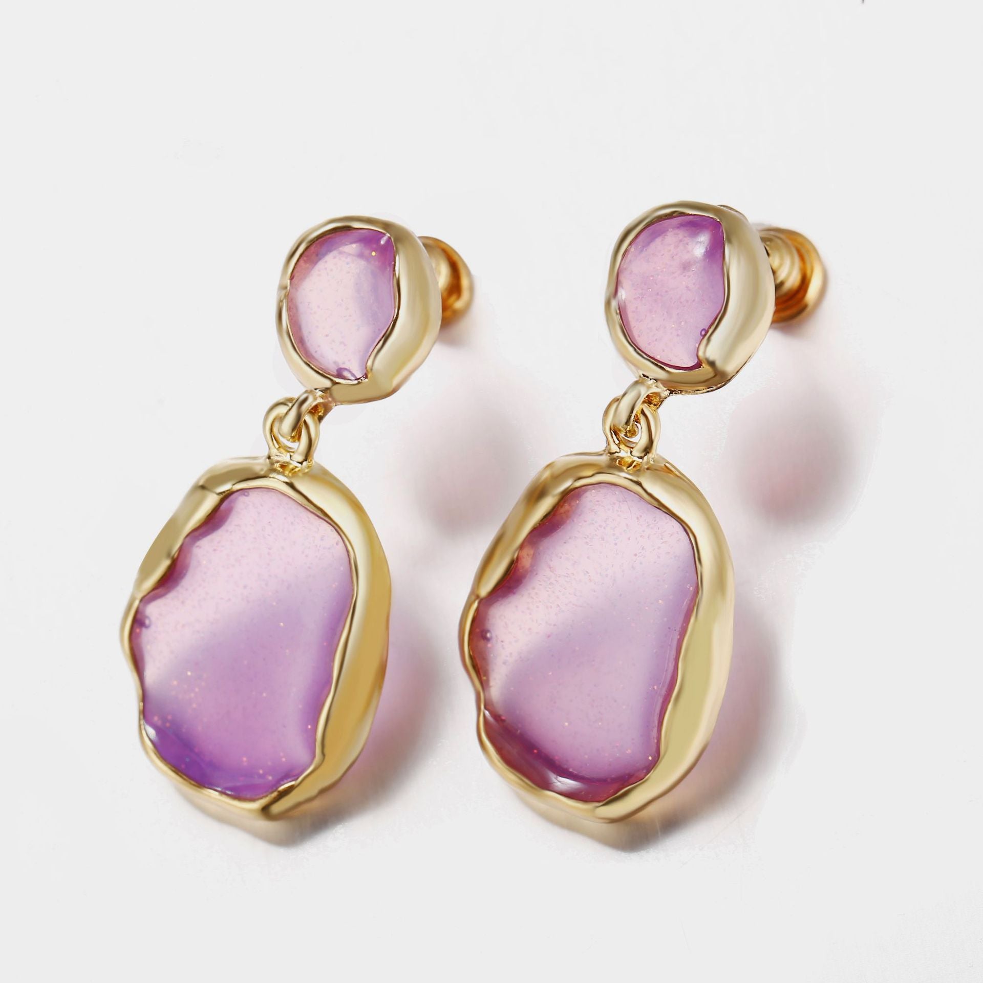Duo-Abstract Curved Drop Earrings in Gold Plating - Two Options Available
