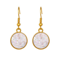 Gold Plating Circular Drop Pave Emblem Earrings - Options Available