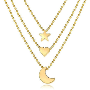 Heart & Moon Gold Plating Statement Necklace