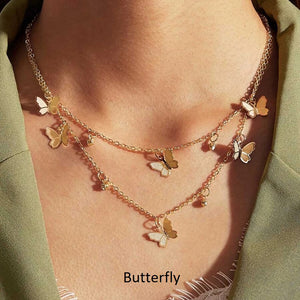 Butterfly Multi-Pendant Gold Plating Necklace