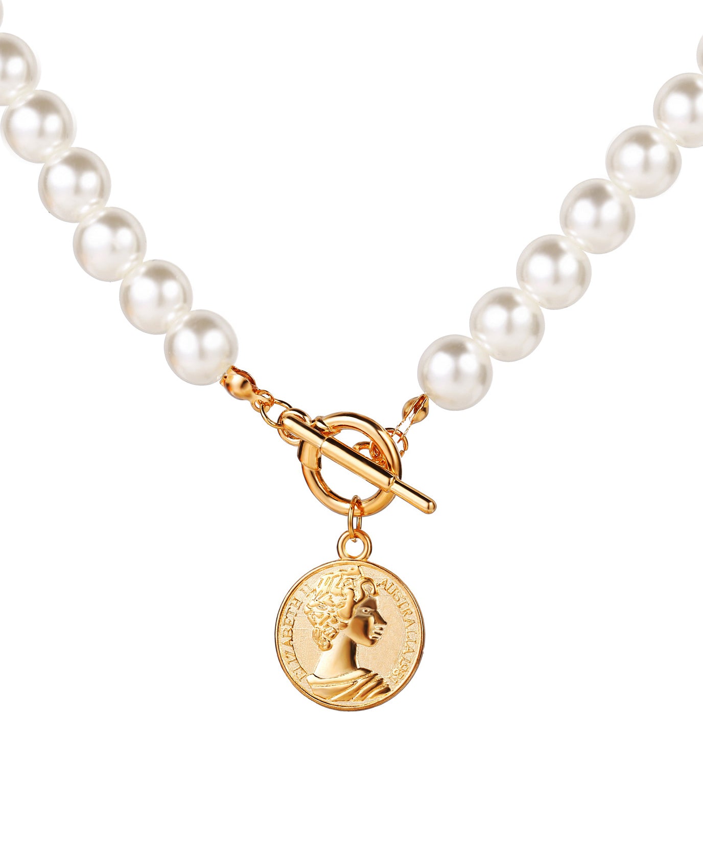 Roman Medallion Pearl Statement Necklace