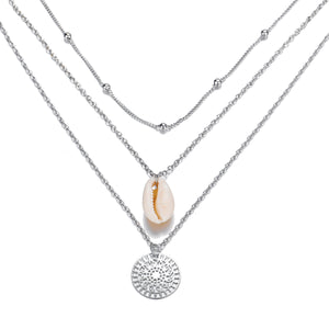 Filigree Circle Pendant & Seashells Pendant Necklace