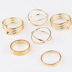 6-Pack Gold Abstract Matrix Ring Set