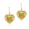 16.37 Carat Fancy Intense Yellow Heart Shape Diamond Earrings