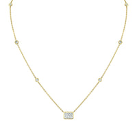 Diamond Station Pendant with Radiant Cut Center Stone