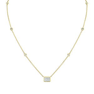 Diamond Station Pendant with Radiant Cut Center Stone