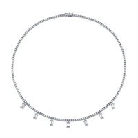 18K White Gold Necklace with Emerald Cut Diamond Charms