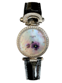 Bovet Amadeo Fleurier 39mm "Pansy" Ladies Watch in 18K White Gold.