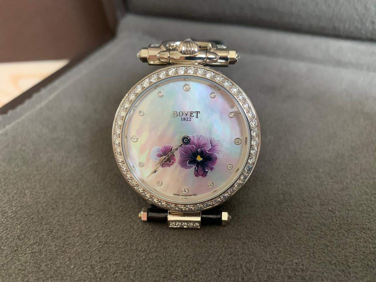 Bovet Amadeo Fleurier 39mm "Pansy" Ladies Watch in 18K White Gold.