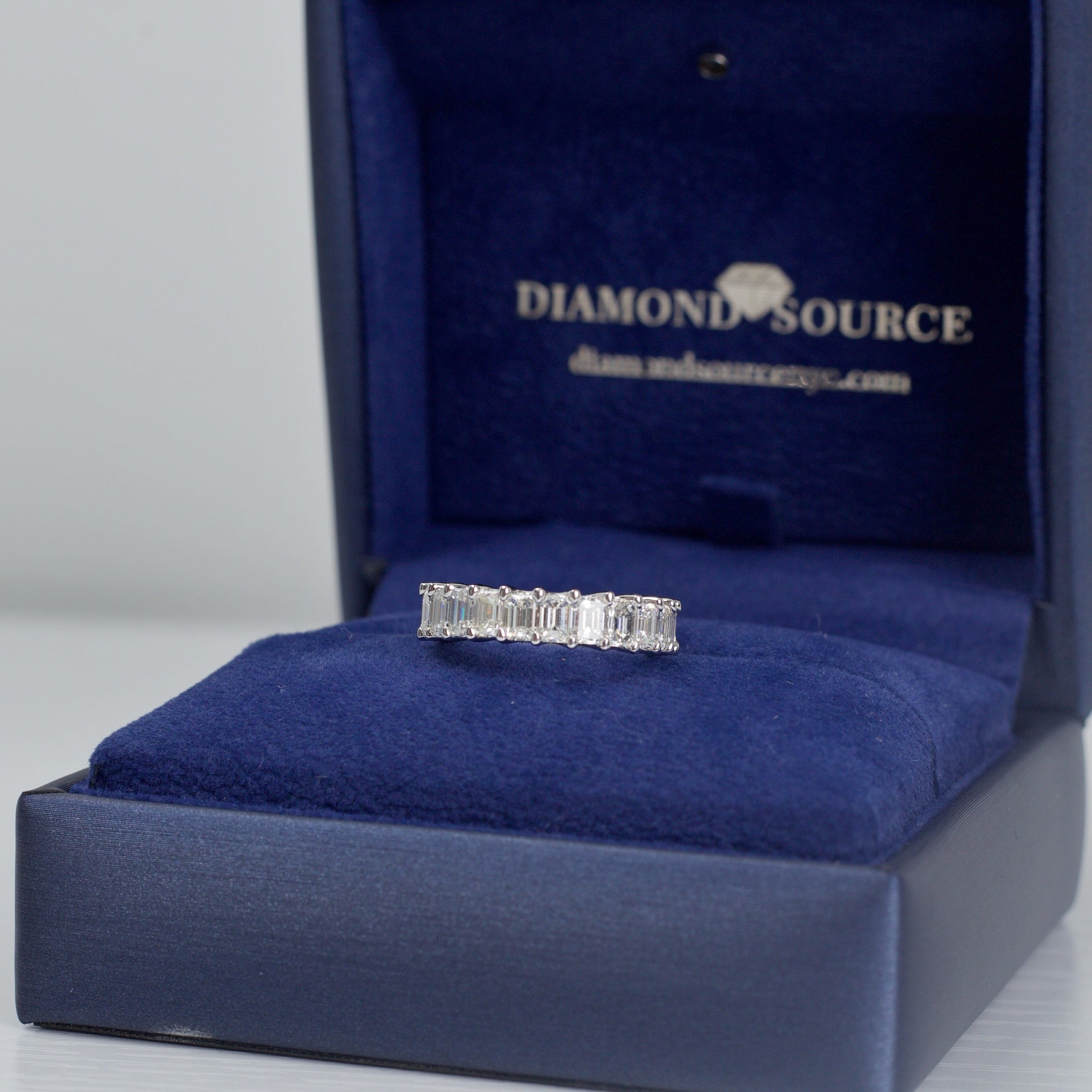14k White gold Eternity Band features 7.00ct RN-eter