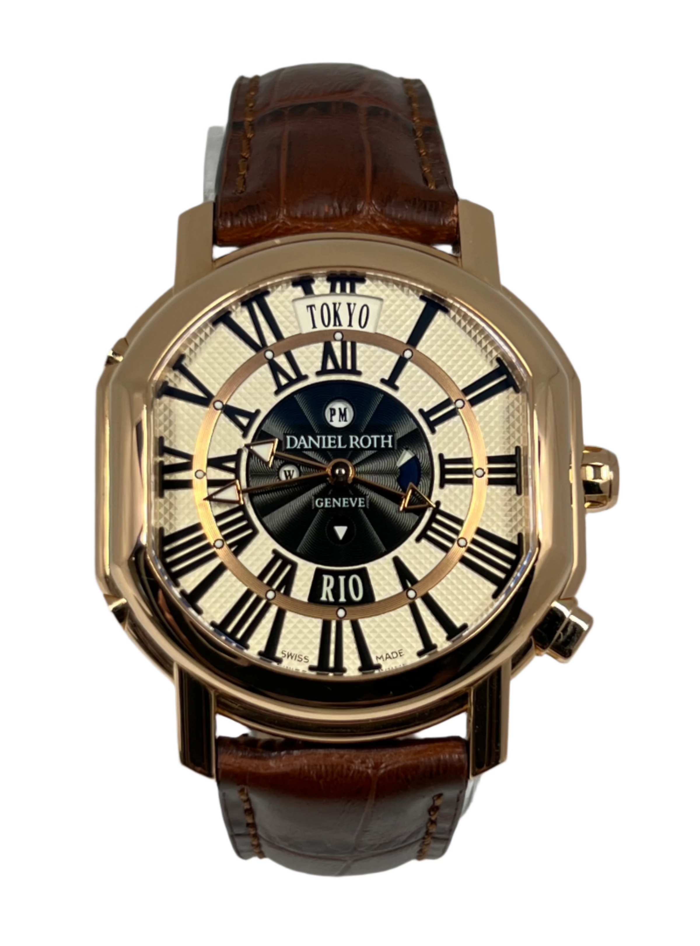 Daniel Roth Academie Metropolitan Dual Time 18K Rose Gold Men`s Watch