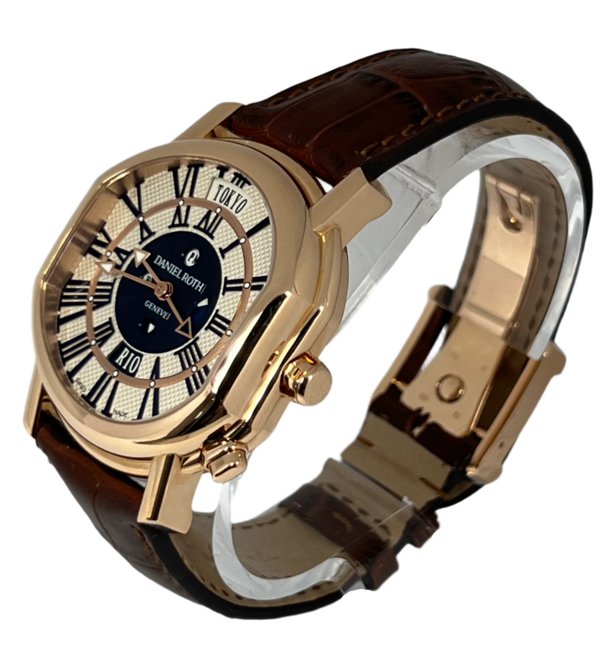 Daniel Roth Academie Metropolitan Dual Time 18K Rose Gold Men`s Watch