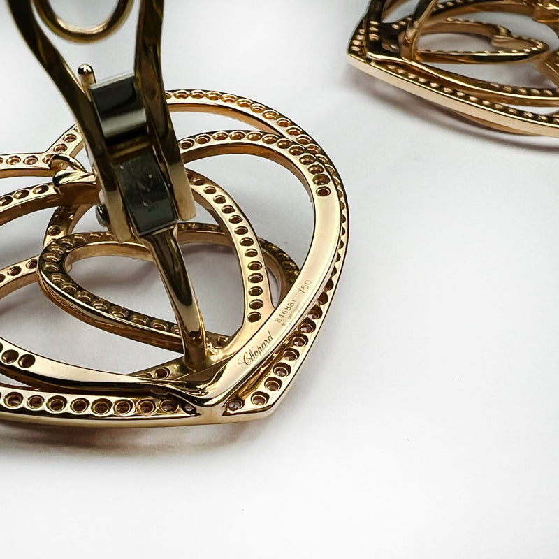 Chopard Cuorissimo Rose Gold Pink Sapphire Heart Ladies Earclips