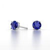 Sapphire Created Swarovski Crystal 6mm Stud Earring 18K White Gold Plated - 1.00 CT