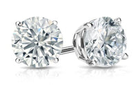White Topaz Swarovski Crystal 6mm Stud Earring 18K White Gold Plated - 1.00 CT