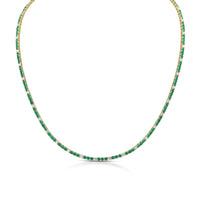 Round Green Emeralds and Diamonds Necklace
