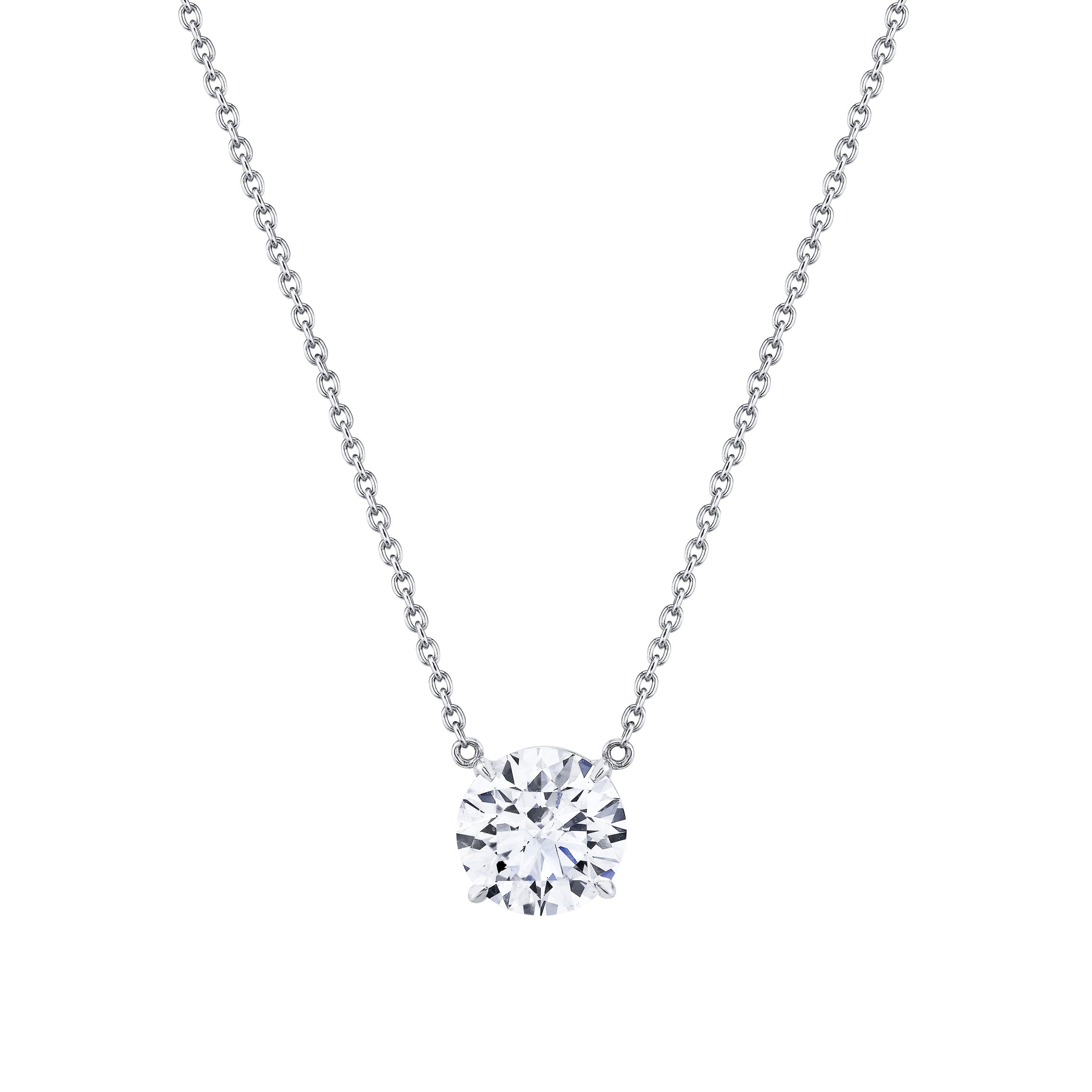 Round Diamond Pendant in 18k White Gold