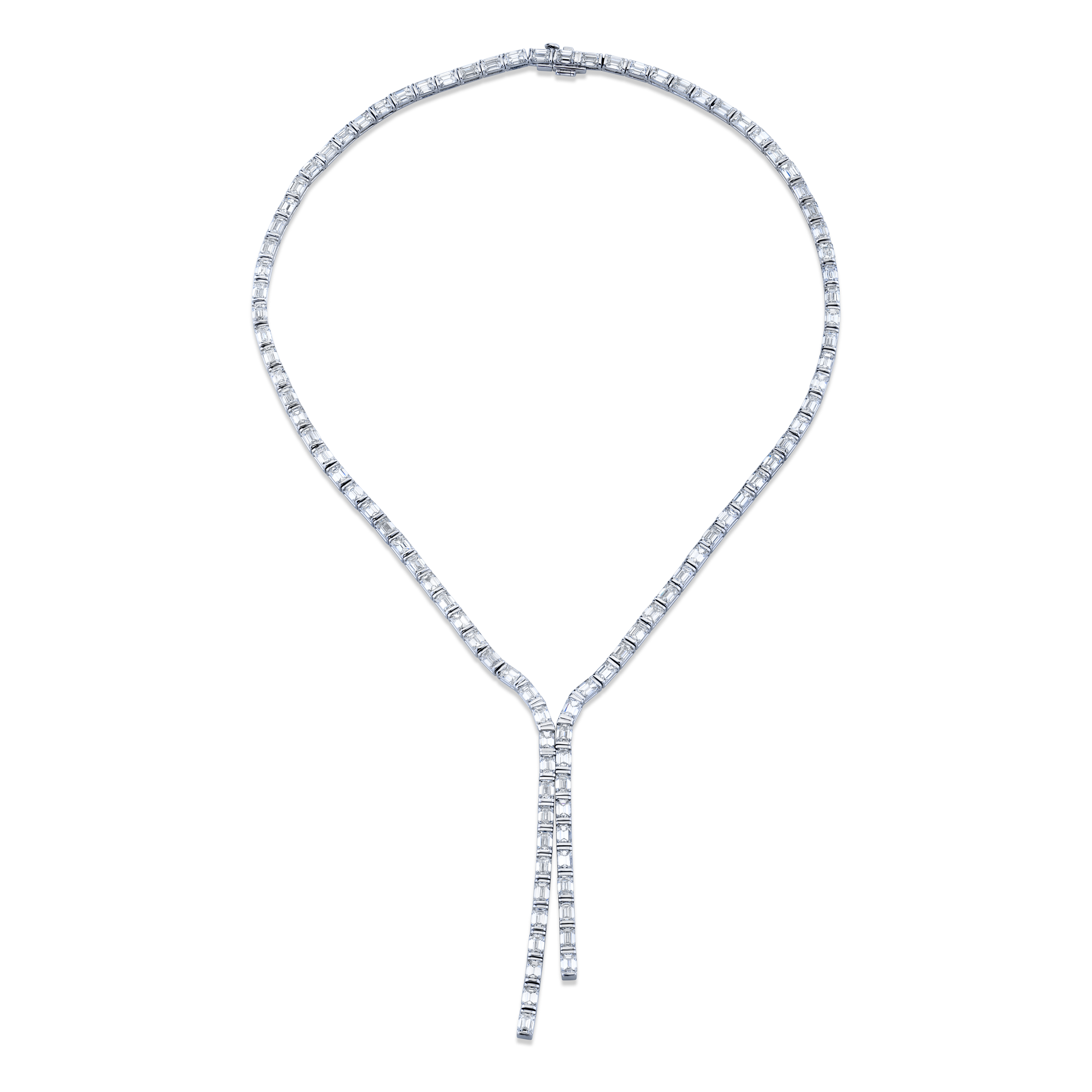 Emerald Cut Diamond Lariat Necklace