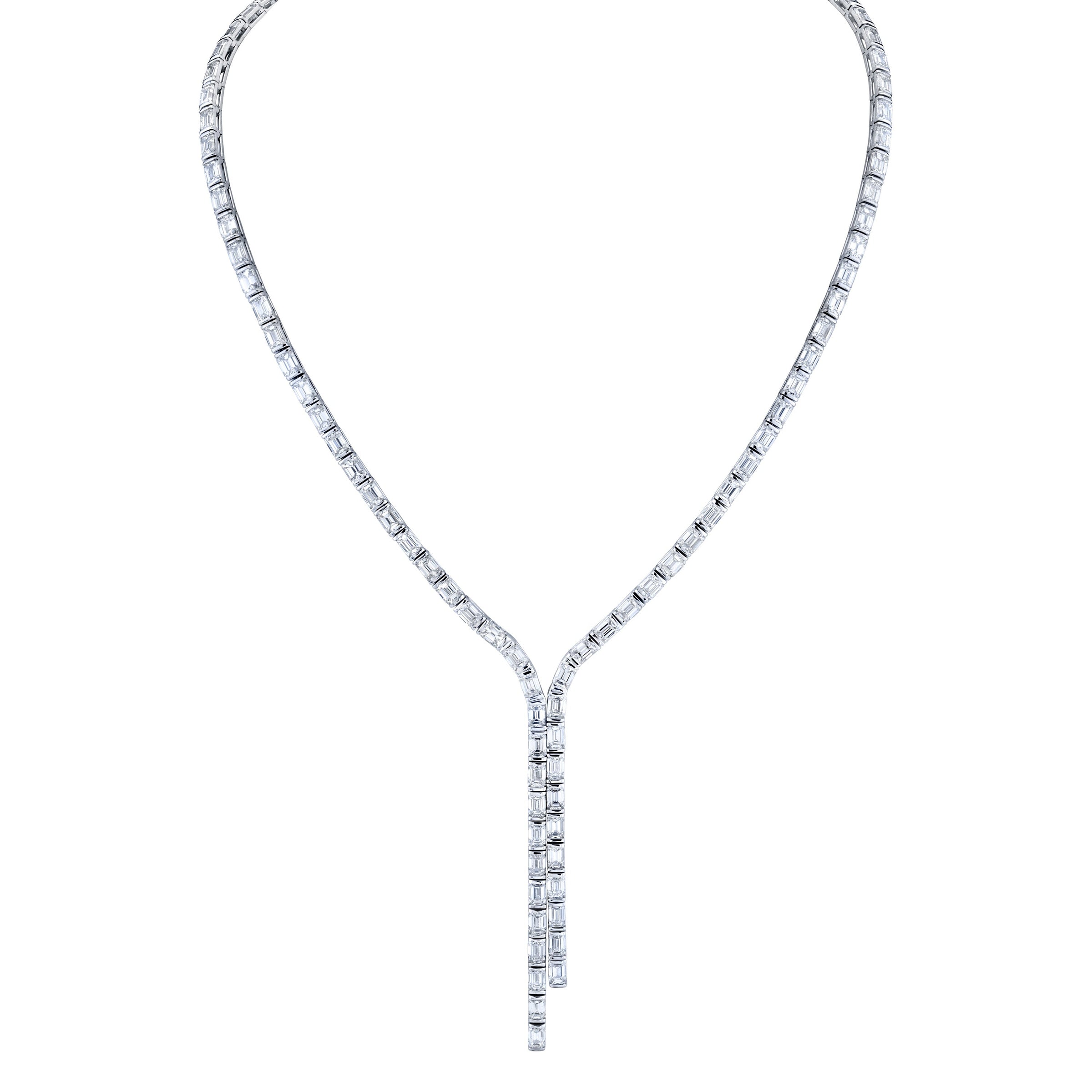 Emerald Cut Diamond Lariat Necklace