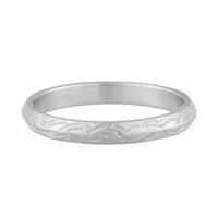 Sterling Silver Etched Band Ring - Two Colors Available