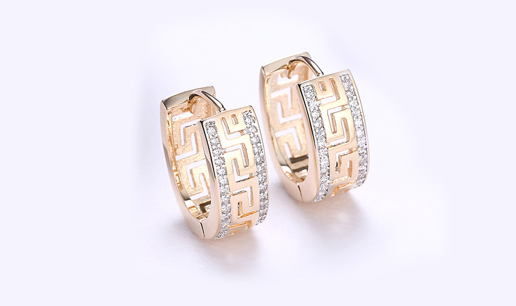 18K Gold Plated Swarovski Micro-Lining Greek Design Earrings, , Golden NYC Jewelry, Golden NYC Jewelry jewelryjewelry deals, swarovski crystal jewelry, groupon jewelry,, jewelry for mom,