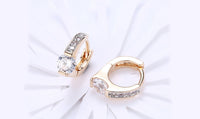 18K Gold Plating White Elements Pave Harp Shaped Clip On Earrings