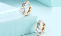 18K Gold Plating White Elements Pave Harp Shaped Clip On Earrings