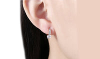18K Gold Plating White Elements Pave Harp Shaped Clip On Earrings