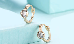18K Gold Plating Sleek White Circular Clip On Earrings