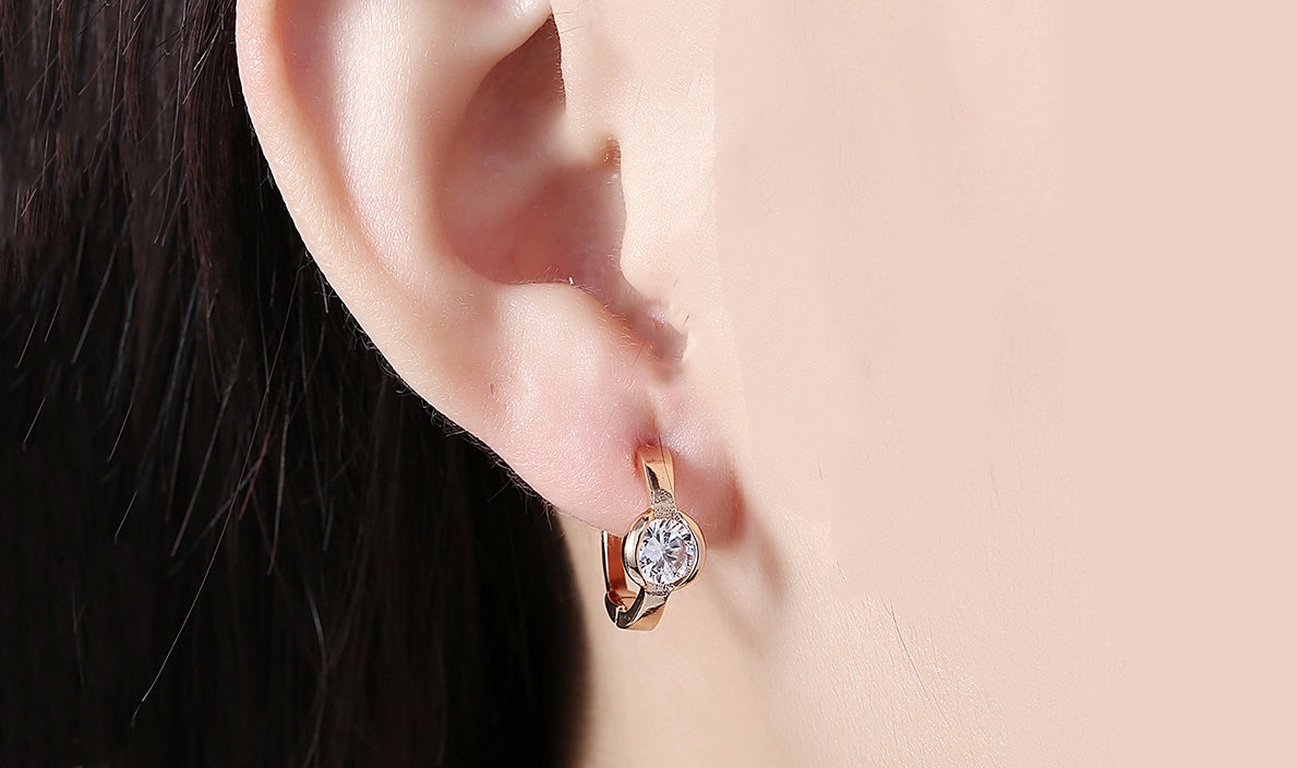 18K Gold Plating Sleek White Circular Clip On Earrings