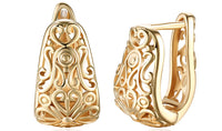 18K Gold Plating Filigree Laser Cut Clip On Earrings