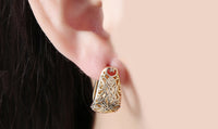 18K Gold Plating Filigree Laser Cut Clip On Earrings