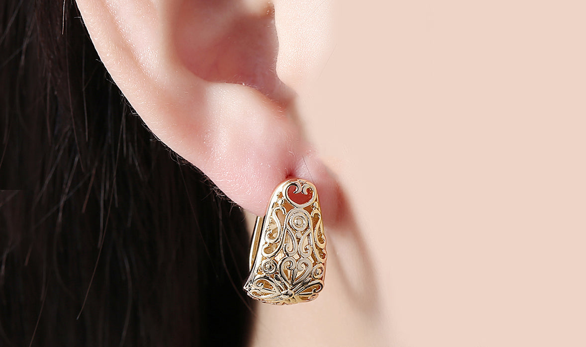 18K Gold Plating Filigree Laser Cut Clip On Earrings