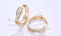 18K Gold Plating White Swarovski Elements Twisted Abstract Clip On Earrings