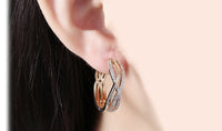 18K Gold Plating White Swarovski Elements Twisted Abstract Clip On Earrings