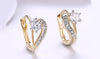 18K Gold Plating White Curved Harp Clip On Earrings