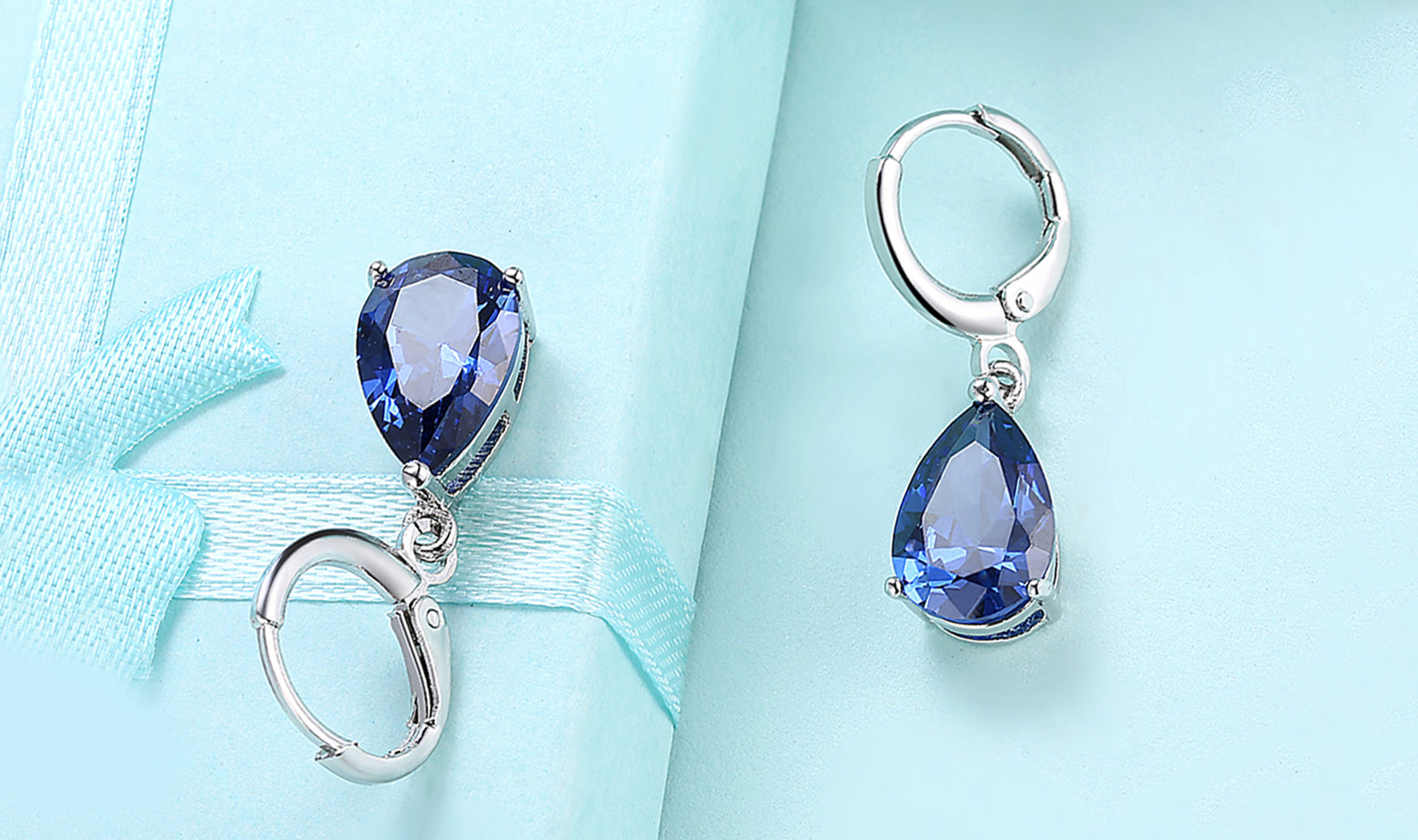 18K Gold Plating Sleek Elements Pear Cut Drop Earrings - 3 Options Available